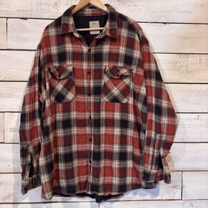 Redhead Long‎ Sleeve Plaid Button Up Short 2XL Red 100% Cotton